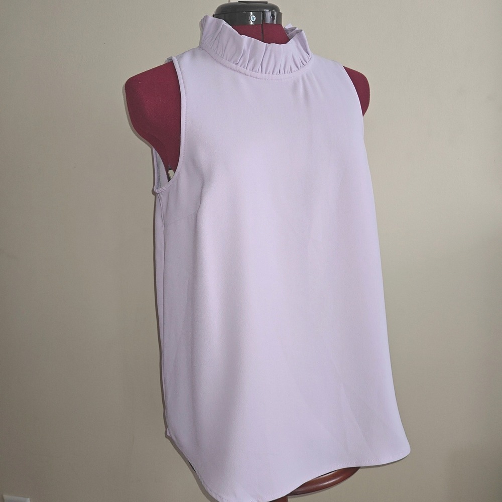 J. Crew Womens Blouse Lavender Purple Ruffle Mock Neck Sleeveless Top Small Tank